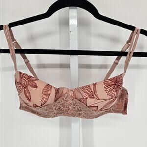 Y2K Gilligan & O'Malley Intimates Sz 36B Push Up Demi Bra Pink Lace Floral